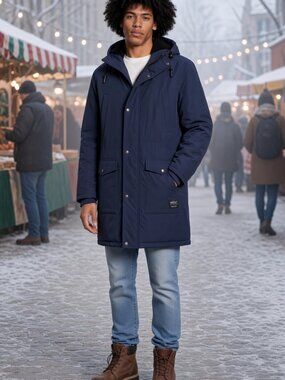 New WeSC Blueberry Blue Unisex Men M / Women L Full-Zip Winter Warm Parka Coat